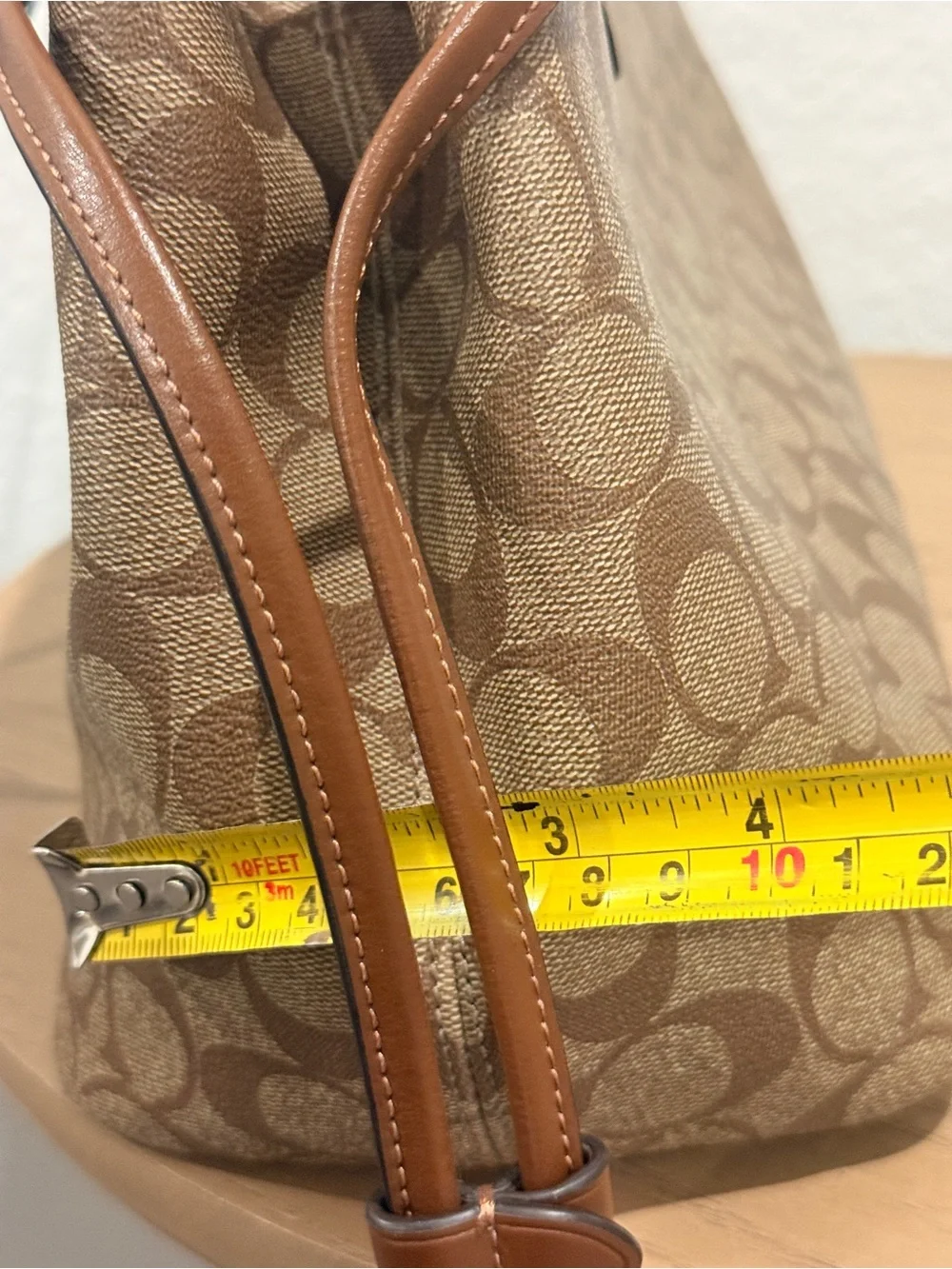 Coach Brown Signature Canvas Tote with Leather Trim